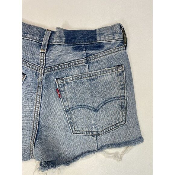 Levi’s 501 Altered Cut Off Denim Jean Shorts Women Size 24 Blue - Picture 3 of 5